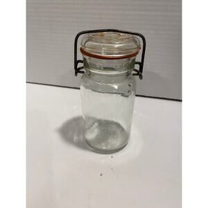 Vintage 1879 Clear Glass Canister Wire Bail Lid for Canning Fruit Jar